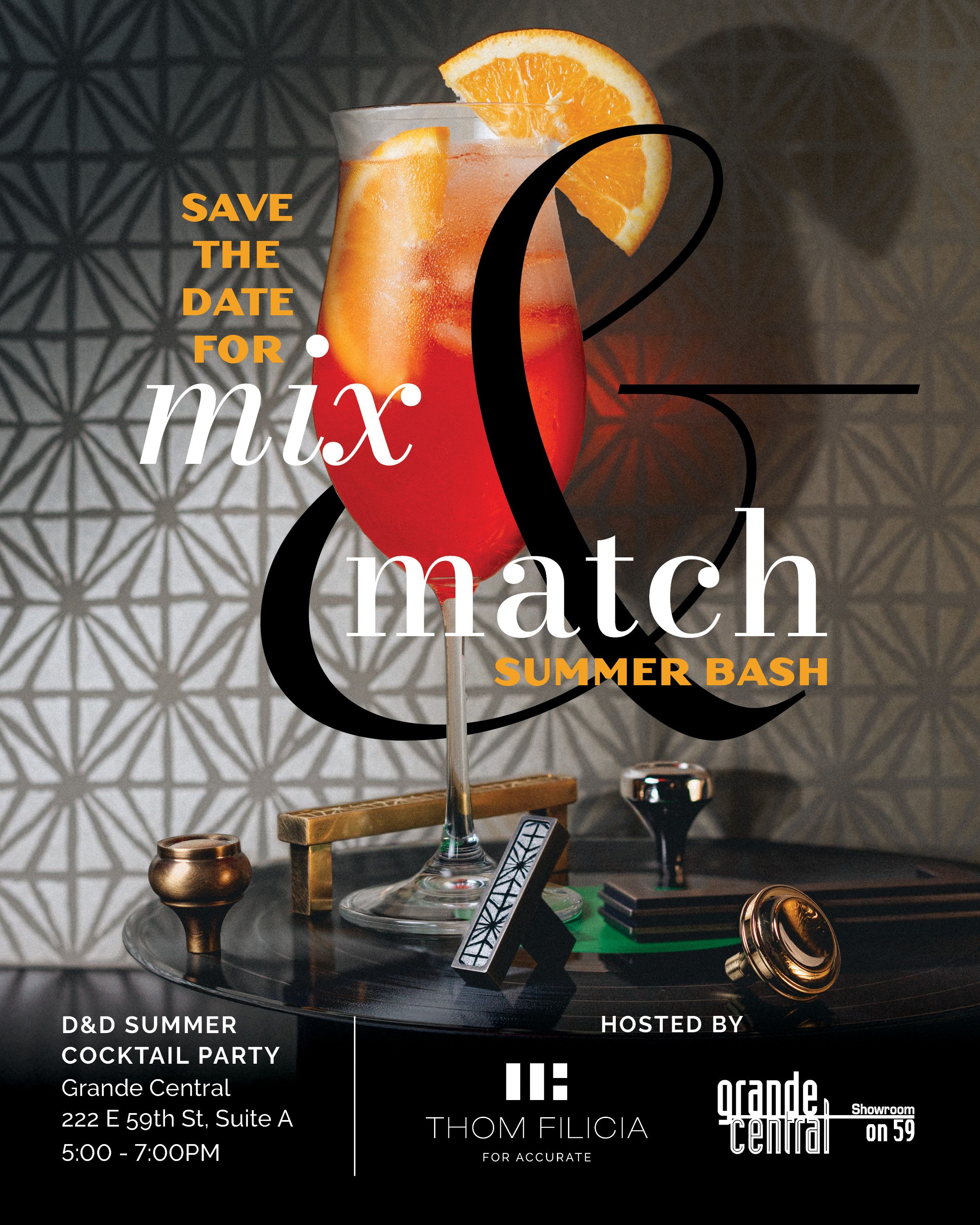 Mix and Match Summer Bash event featuring a craft cocktail